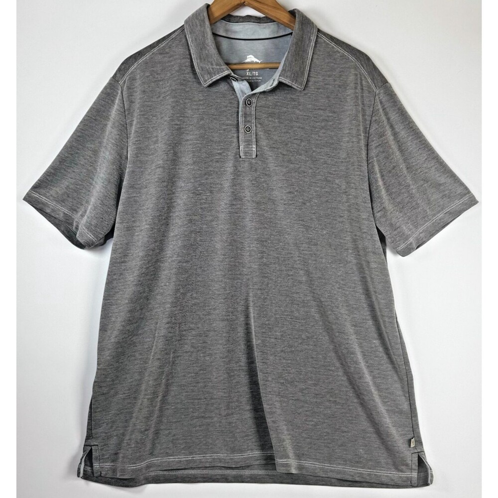 Tommy Bahama Men Polo Shirt XL Gray Tencel Lyocell Blend Performance Golf Casual